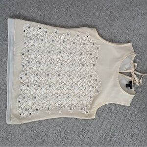 Ann Taylor Cream Lace Sleeveless Blouse